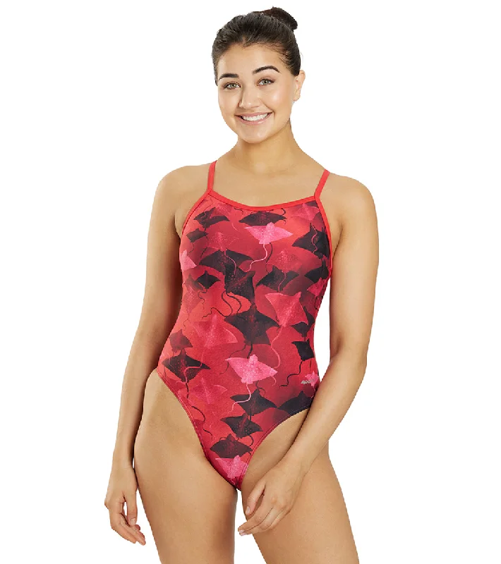 Sporti Stingray Fever Thin Strap One Piece Swimsuit (22-44) Red Mesh Swimsuit Top