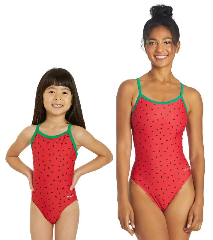 Sporti Watermelon Thin Strap One Piece Swimsuit (22-44) Stylish Beachwear Set