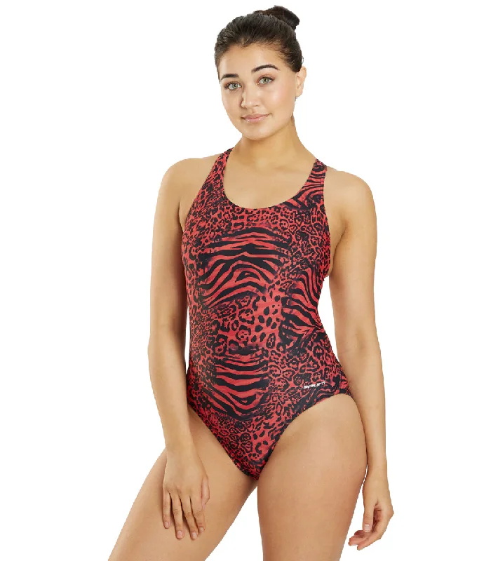 Sporti Wild Thing Wide Strap One Piece Swimsuit (22-44) Red Floral Print Swimsuit