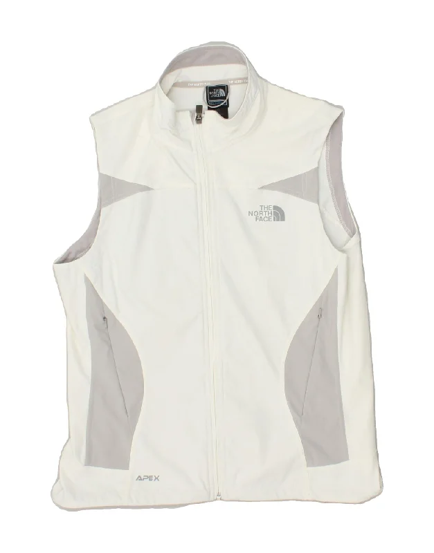 THE NORTH FACE Womens Sleeveless Tracksuit Top Jacket UK 16 Large White Boat Neck Shawl Collar Notched Collar