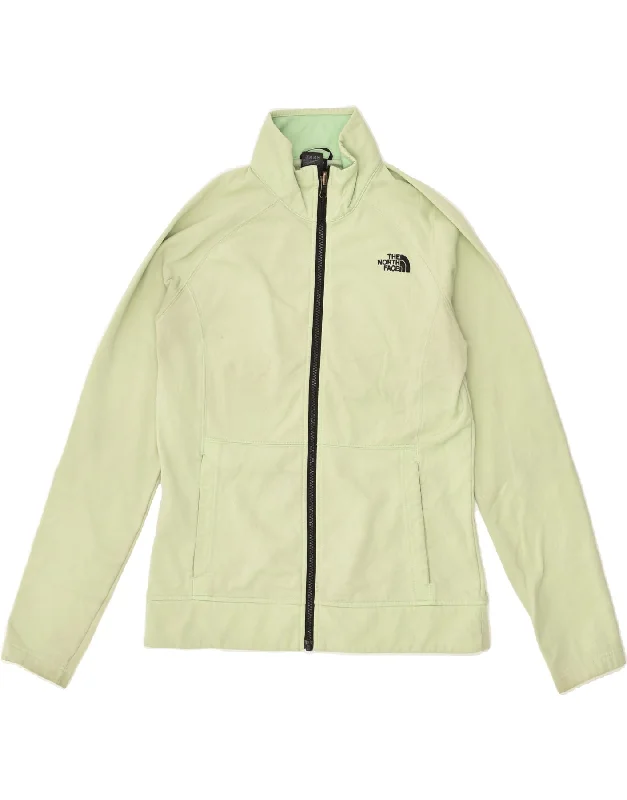 THE NORTH FACE Womens Tracksuit Top Jacket UK 12 Medium Green Cotton Zippered Front Buttoned Front Snap Front