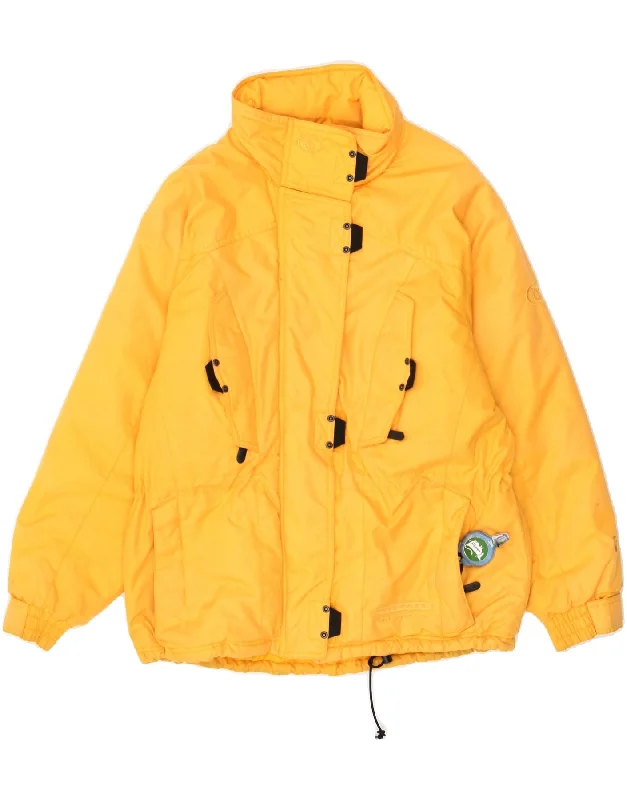 TRESPASS Womens Loose Fit Hooded Ski Jacket UK 10 Small Yellow Polyamide Zip Front Button Front Snap Front