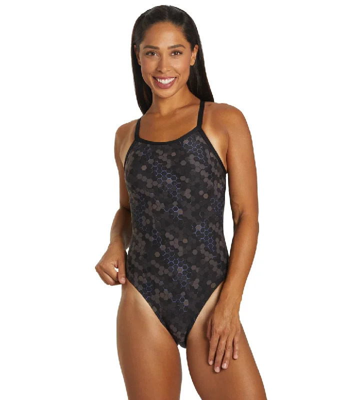 TYR Women's Carbon Hexa Diamond Controlfit One Piece Swimsuit Black Shiny One-Piece Swimsuit TYR Women's Carbon Hexa Diamond Controlfit One Piece Swimsuit Black Shiny One-Piece Swimsuit