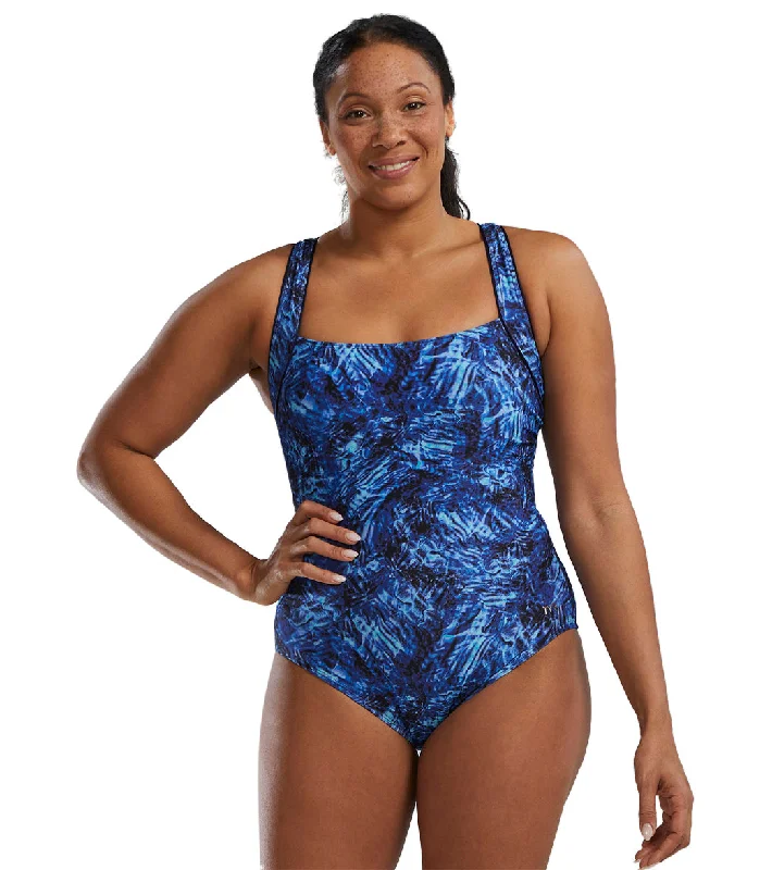TYR Women's Expression Durafast Elite Square Neck Controlfit Chlorine Proof One Piece Swimsuit Sporty Swim Shorts TYR Women's Expression Durafast Elite Square Neck Controlfit Chlorine Proof One Piece Swimsuit Sporty Swim Shorts