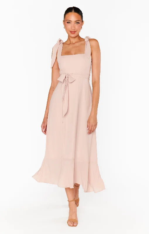 Claire Midi Dress ~ Dusty Blush Crisp Comfortable Denim Midi Dress