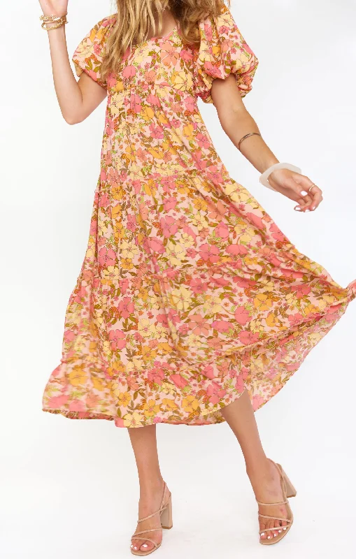 Linds Midi Dress ~ Pretty Poppy Fashionable Shift Midi Dress