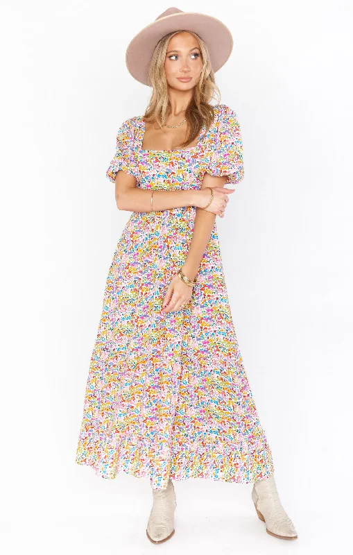 Linds Midi Dress ~ Rainbow Fields Cozy Wide Strap Midi Dress