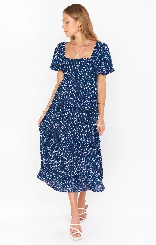 Linds Midi Dress ~ Red White and Mu Stylish High-Waisted Midi Dress