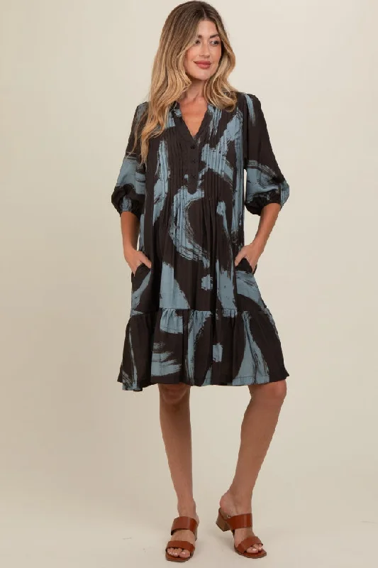 Mocha Abstract Print Button Up Maternity Midi Dress Fashionable Off-Shoulder Dress Midi Mocha Abstract Print Button Up Maternity Midi Dress Fashionable Off-Shoulder Dress Midi