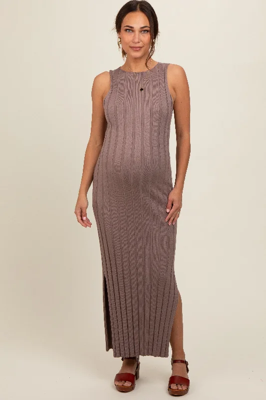 Taupe Sleeveless Knit Side Slit Maternity Midi Dress Stylish Animal Print Midi Dress Taupe Sleeveless Knit Side Slit Maternity Midi Dress Stylish Animal Print Midi Dress