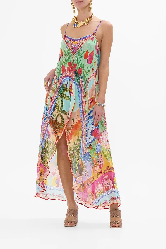 MINI DRESS WITH LONG OVERLAY QUEENS OF CREATION Cozy Satin Mini Dress