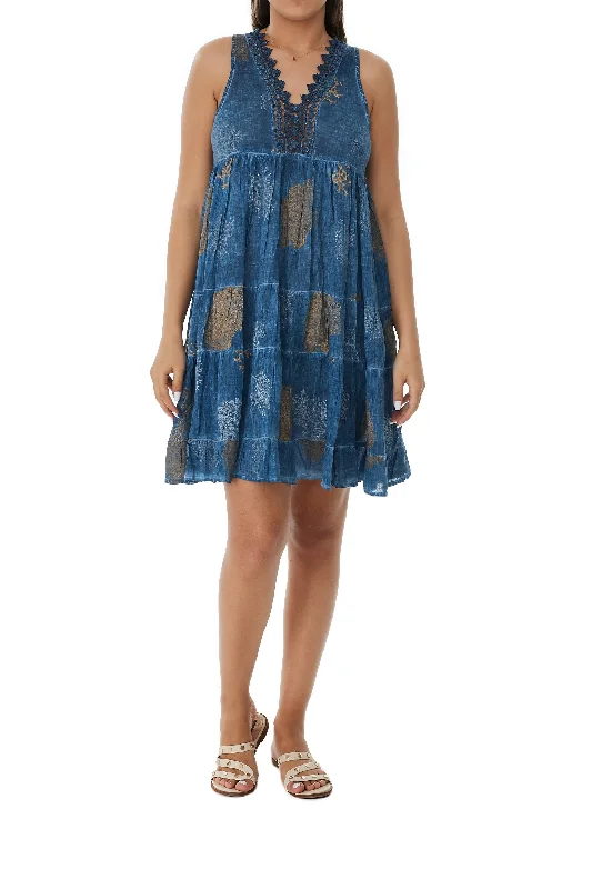 2495 Navy Sleeveless Mini Dress Stylish Plaid Mini Dress
