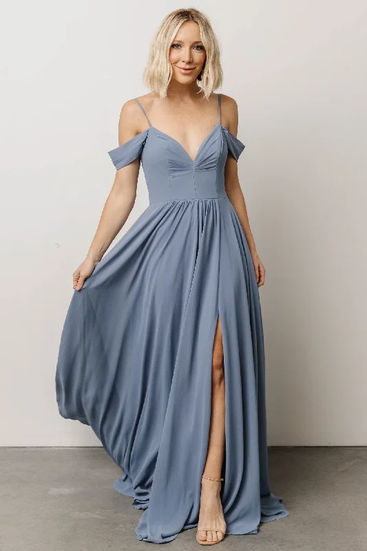 Bianca Lace Maxi Dress | Dusty Blue Cozy Ribbed Maxi Dress