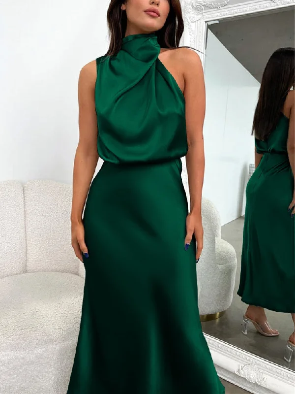 Sleeveless Off Shoulder Bodycon Elegant Maxi Dresses Wedding Classic Solid Maxi Dress