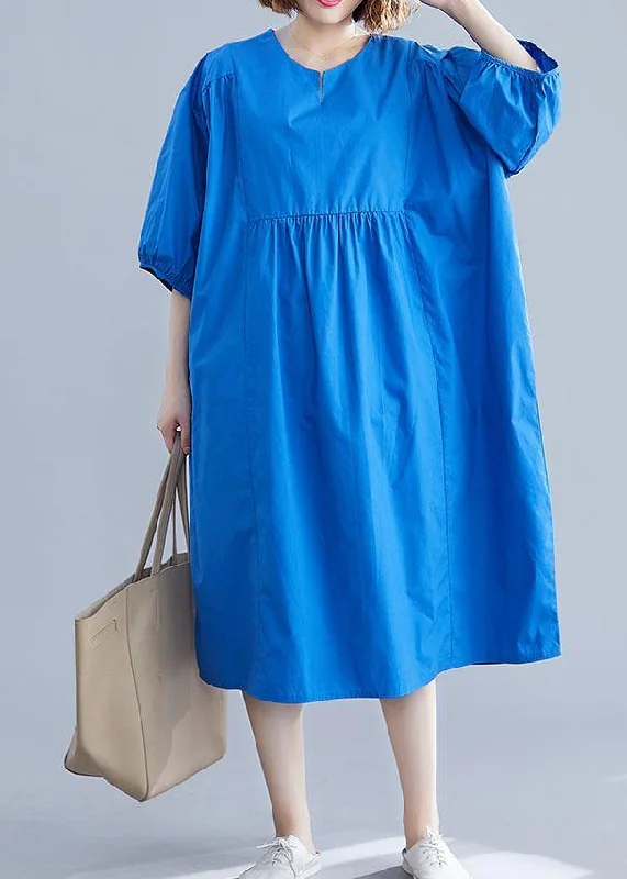 Bohemian Cinched cotton clothes Women Shape blue Maxi Dress summer Classic A-Line Maxi Dress