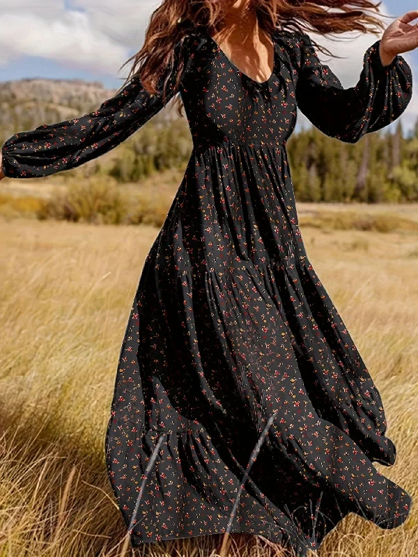 Boho Tiered Floral Print V-Neck Lantern Sleeves Maxi Dress Chic Sleeveless Maxi Dress Boho Tiered Floral Print V-Neck Lantern Sleeves Maxi Dress Chic Sleeveless Maxi Dress
