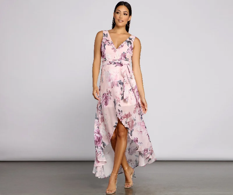Wrapped In Romance Charming Floral Chiffon Maxi Dress Chic Summer Maxi Dress