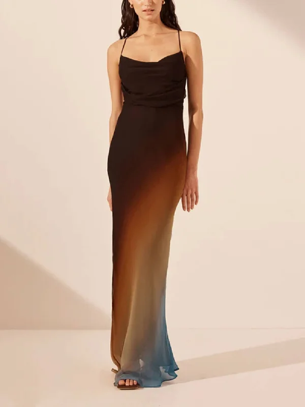 Backless Twill Stylish Maxi Dress Trendy Short Sleeve Maxi Dress