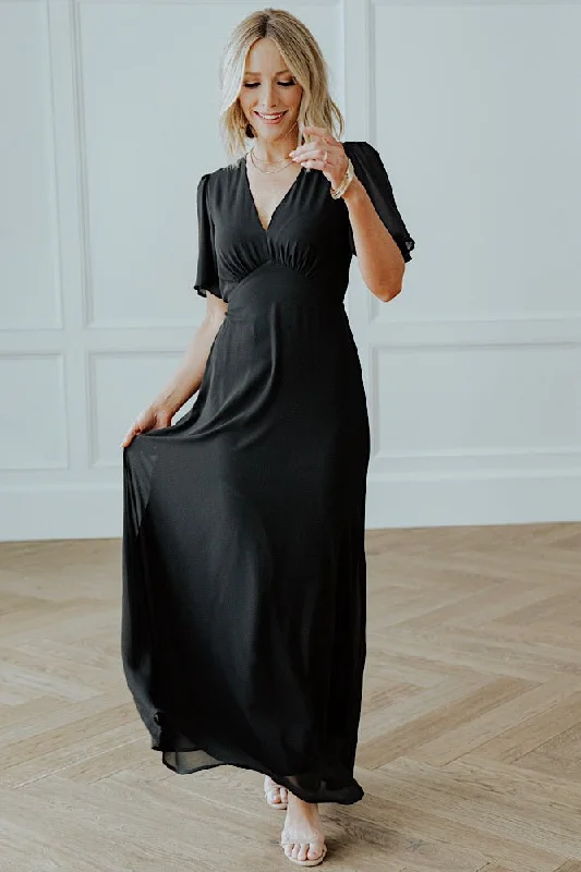 Esti Maxi Dress | Black Comfortable Pleated Maxi Dress