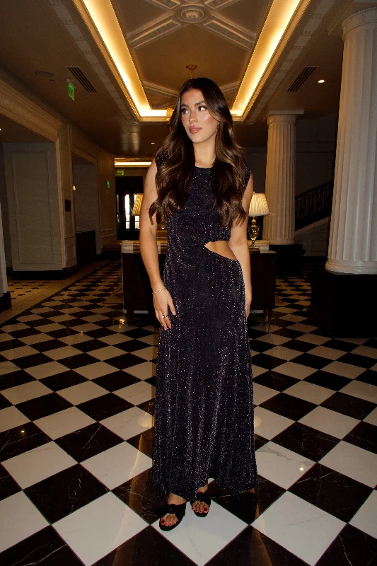 Gleaming Gala Maxi Dress Elegant Velvet Maxi Dress