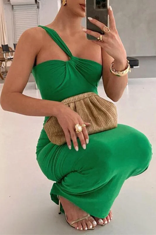 Irregular Backless One Shoulder Bodycon Formal Maxi Dresses(3 Colors) Fashionable Chiffon Tiered Maxi Dress Irregular Backless One Shoulder Bodycon Formal Maxi Dresses(3 Colors) Fashionable Chiffon Tiered Maxi Dress