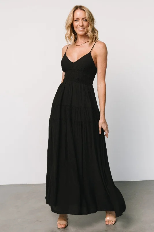 Lohan Tank Maxi Dress | Black Fashionable Asymmetrical Maxi Dress