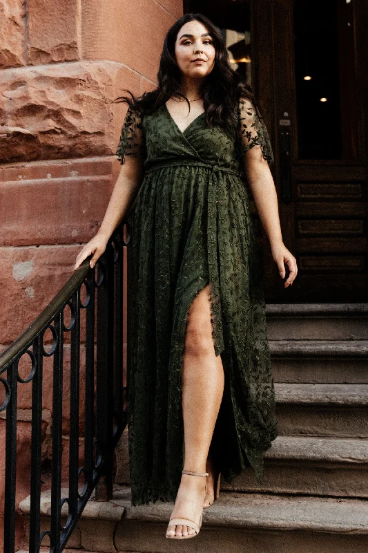 Marseille Embossed Maxi Dress | Olive Stylish Off-Shoulder Maxi Dress