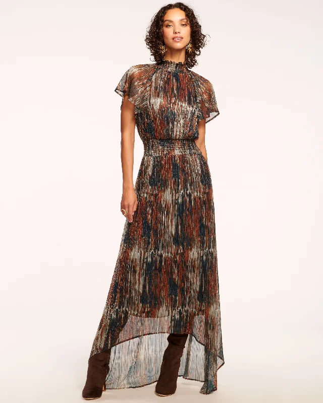 Mellie Smocked Flutter Sleeve Maxi Dress Classic Solid Maxi Dress
