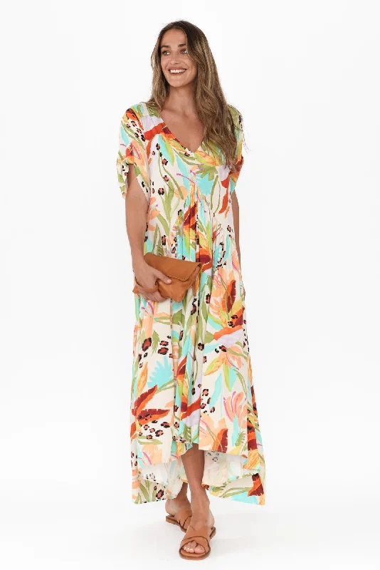 Natural Jungle Peak Maxi Dress Trendy Fit-and-Flare Maxi Dress