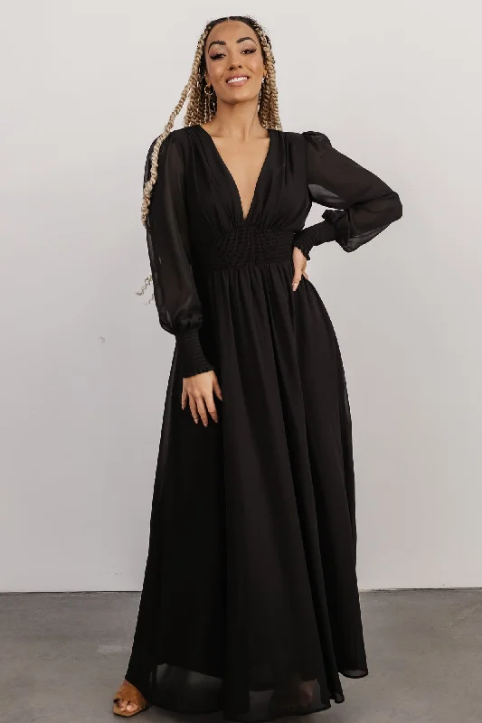 Olivia Maxi Dress | Black Comfortable Maxi Dress with Belt