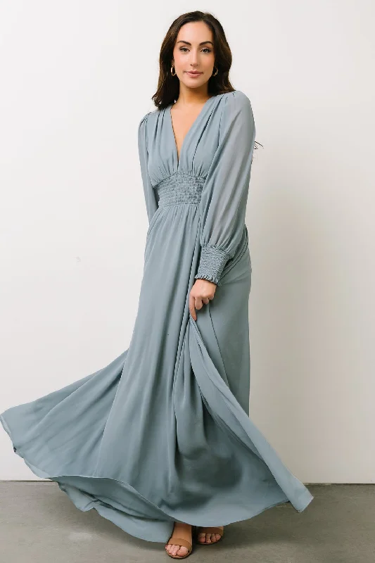 Olivia Maxi Dress | Dusty Blue Trendy Maxi Dress with Lace