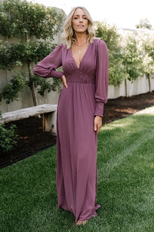 Olivia Maxi Dress | Vintage Plum Stylish Longline Maxi Dress