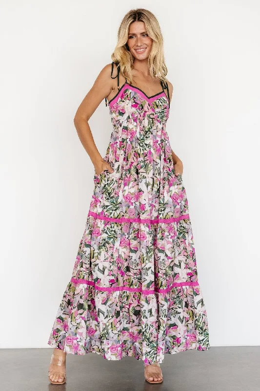 Pierrette Maxi Dress | Pink Multi Chic Summer Floral Maxi Dress