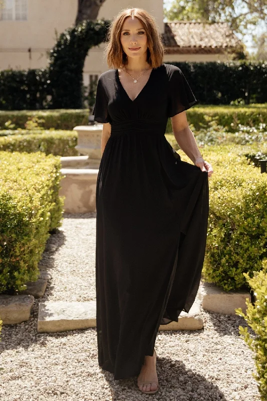 Ramona Maxi Dress | Black Trendy Button Front Maxi Dress