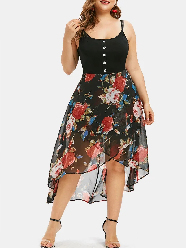 ROSEGAL Plus Size Floral Overlay High Low Dress Asymmetrical Spaghetti Strap Maxi Dress Bodycon Summer Robe Femme Vestidos Elegant Boho Maxi Dress ROSEGAL Plus Size Floral Overlay High Low Dress Asymmetrical Spaghetti Strap Maxi Dress Bodycon Summer Robe Femme Vestidos Elegant Boho Maxi Dress