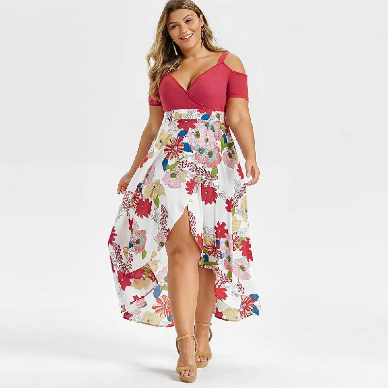 Rosegal Plus Size Open Shoulder Floral Overlap Maxi Dress Asymmetrical Short Sleeves Cut Out High Waist V-Neck Bohemian Dress Trendy Floral Print Maxi Dress Rosegal Plus Size Open Shoulder Floral Overlap Maxi Dress Asymmetrical Short Sleeves Cut Out High Waist V-Neck Bohemian Dress Trendy Floral Print Maxi Dress