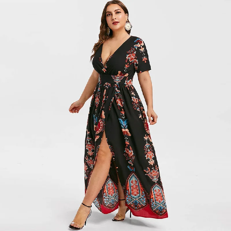 Rosegal Plus Size Printed Maxi Split Dress Bohemian Beach Party Maxi Dress Vintage Elegant High Wasit V-Neck Summer Bodycon Robe Trendy A-Line Maxi Dress Rosegal Plus Size Printed Maxi Split Dress Bohemian Beach Party Maxi Dress Vintage Elegant High Wasit V-Neck Summer Bodycon Robe Trendy A-Line Maxi Dress
