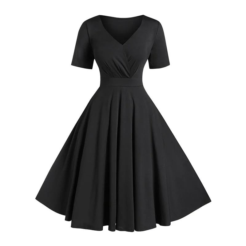 ROSEGAL Plus Size Solid High Waist V Neck Vintage Dress Short Sleeves A-Line Solid Dress Women Classic Sexy Party Maxi Dress Fashionable Chiffon Tiered Maxi Dress ROSEGAL Plus Size Solid High Waist V Neck Vintage Dress Short Sleeves A-Line Solid Dress Women Classic Sexy Party Maxi Dress Fashionable Chiffon Tiered Maxi Dress