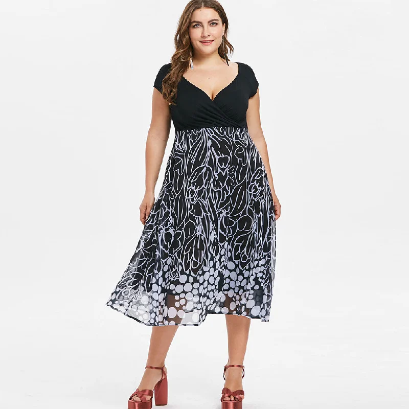 Rosegal Plus Size Women Dress Plus Size A Line Printed Surplice Dress Summer vestidos Bodycon Casual V-Neck maxi dress 2019 Comfortable Maxi Dress with Slits Rosegal Plus Size Women Dress Plus Size A Line Printed Surplice Dress Summer vestidos Bodycon Casual V-Neck maxi dress 2019 Comfortable Maxi Dress with Slits