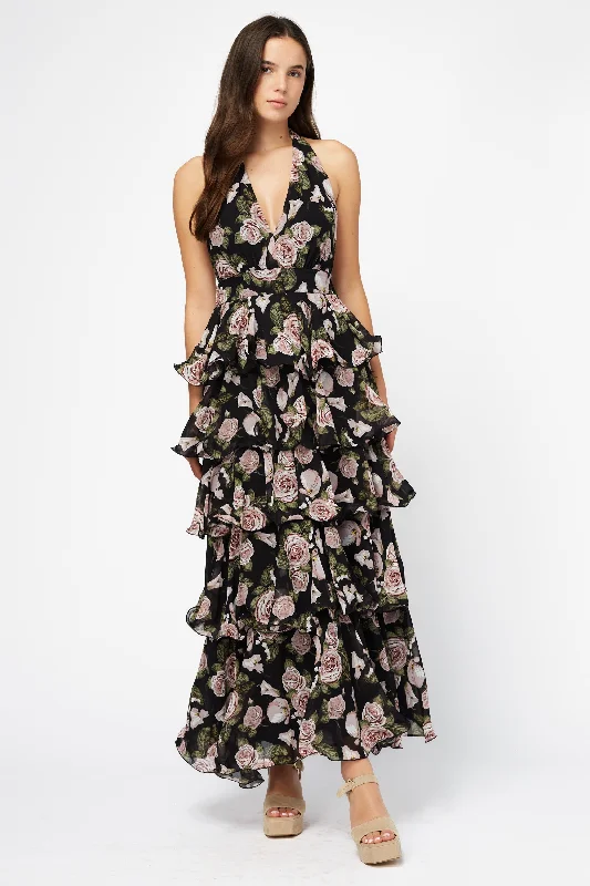 Rosie Ruffled Floral Maxi Dress Trendy Printed Maxi Dress