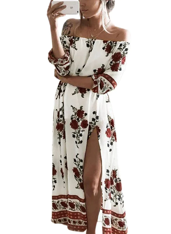Women Off Shoulder max dress, Women Half Sleeve dress, Floral Half Sleeve dress for women, women waist elastic max dress, Sides Split Maxi Dress for women Elegant Lace-Up Maxi Dress Women Off Shoulder max dress, Women Half Sleeve dress, Floral Half Sleeve dress for women, women waist elastic max dress, Sides Split Maxi Dress for women Elegant Lace-Up Maxi Dress
