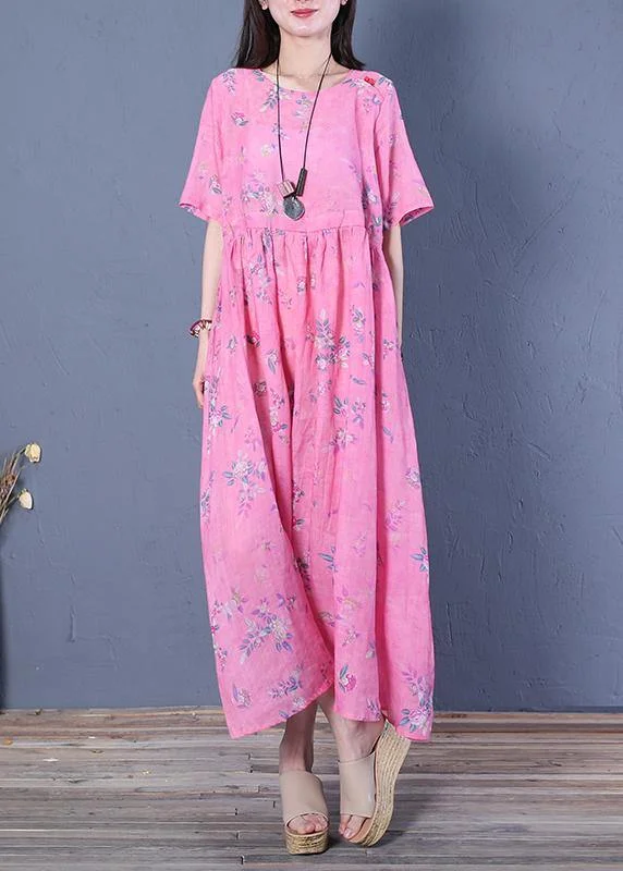 Women rose print chiffon Robes o neck Cinched Maxi Dresses Trendy Maxi Dress with Bow Women rose print chiffon Robes o neck Cinched Maxi Dresses Trendy Maxi Dress with Bow