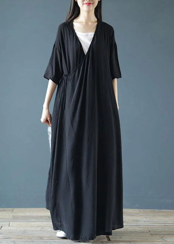 Women v neck asymmetric cotton summer Tunics pattern black Maxi Dresses Trendy Floral Print Maxi Dress Women v neck asymmetric cotton summer Tunics pattern black Maxi Dresses Trendy Floral Print Maxi Dress