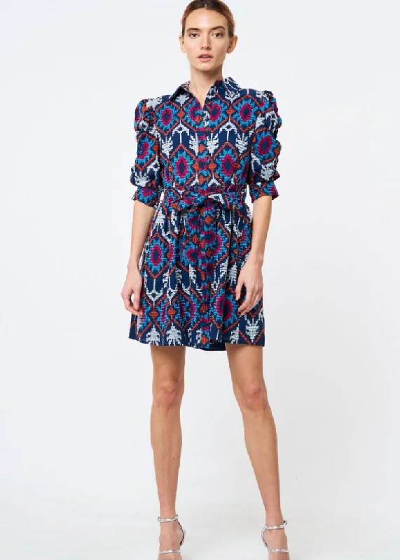 Ciebon Bethany Embroidered Mini Dress- Navy Stylish Short Sleeve Mini Dress