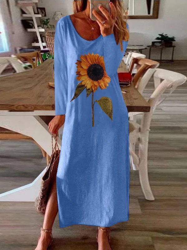 Corduroy Mini Dress with Pockets Comfortable Fit-and-Flare Mini Dress