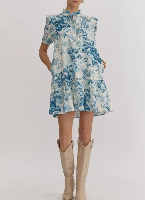 Floral Print Short Sleeve Peplum Mini Dress Cozy T-Shirt Mini Dress