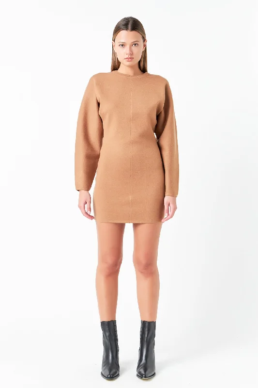 Knitted Mini Dress Comfortable Shift Mini Dress