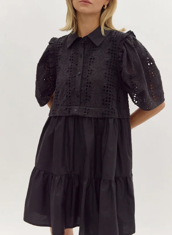Solid Short Sleeve Twofer Mini Dress Casual V-Neck Mini Dress