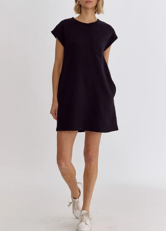 Textured Round Neck Sleeveless Mini Dress with Pockets Trendy Tie-Dye Mini Dress