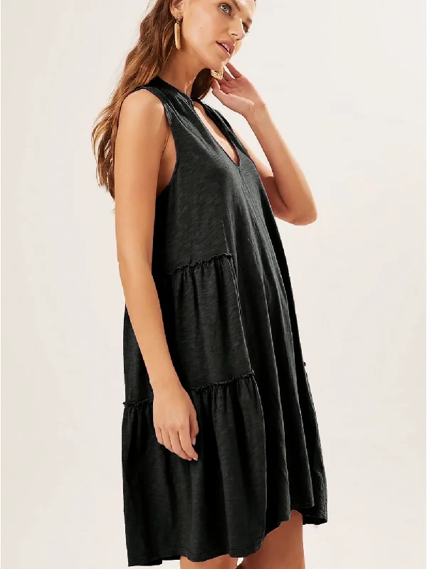V Neck Tiered Mini Dress Cozy Ruched Mini Dress